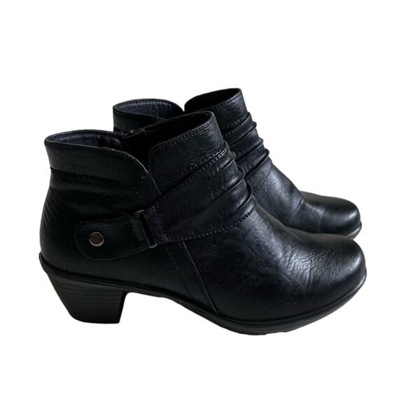 Easy Street Danita Bootie Black Ruched Overlay Side Zipper Ankle Boot Size 8W - Picture 13 of 13